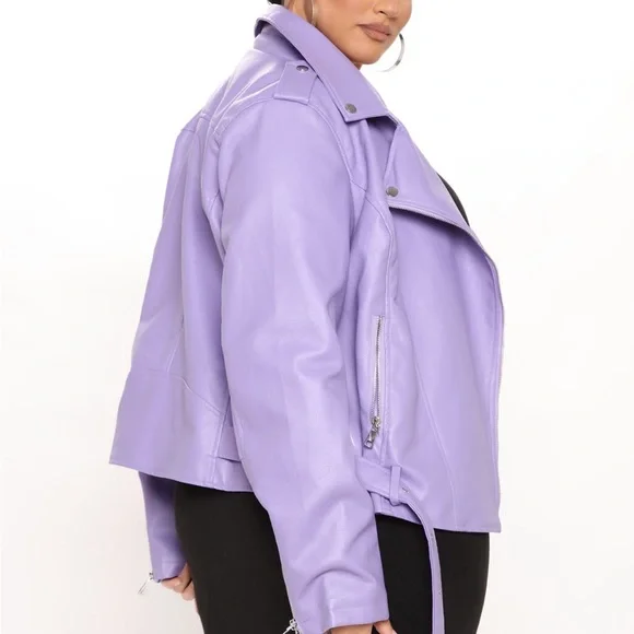 BNWT lavender faux leather moto jacket 1X $40 - Picture 3 of 6